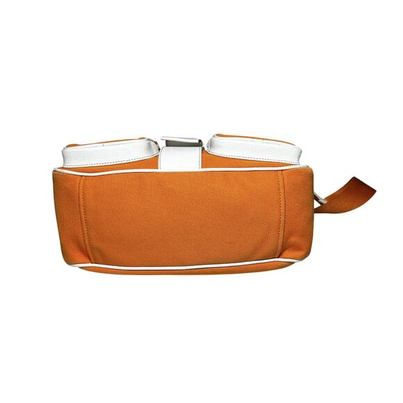 PRADA Orange Canapa Cargo Vitello Trimmed Buckle Flap Crossbody Shoulder Bag - Picture 5 of 9